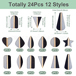 24 шт. подвески из прозрачной смолы и натурального дерева в двух стилях&nbsp;RESI-TA0004-63