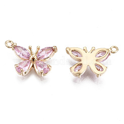 Настоящие 18к позолоченные латунные подвески с микропаве и кубическим цирконием&nbsp;KK-T056-59G-04-NF