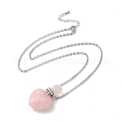 Ожерелье с подвеской в виде флакона духов с открытым сердцем из натуральных и синтетических смешанных камней для женщин&nbsp;NJEW-F296-05P