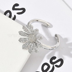 Открытые кольца манжеты из латуни с микропаве и кубическим цирконием RJEW-H256-06P