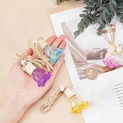 4 шт. 4-цветная подвеска в виде пустых флаконов для духов в форме розы&nbsp;HJEW-PH0001-15