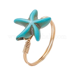 Синтетический бирюзовые перстни&nbsp;RJEW-JR00878-01