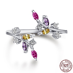 925 открытое кольцо на палец из стерлингового серебра с родиевым покрытием RJEW-A019-51P