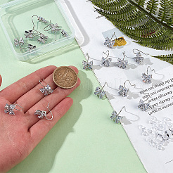 20 шт. крючки для сережек-бантов из латуни с микропаве из прозрачного кубического циркония ZIRC-GO0001-02