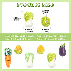 24 шт. 6 вида фарфоровых бусин ручной работы с растительной тематикой&nbsp;PORC-CJ0001-25