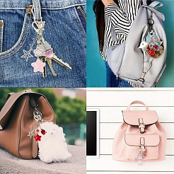 Подвеска из акрила и стекла в виде клубники и звезды&nbsp;HJEW-YW00040-01