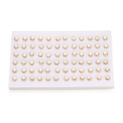 Полукруглые серьги-гвоздики из латуни с микропаве из прозрачных кубических цирконий&nbsp;PEAR-N017-07I