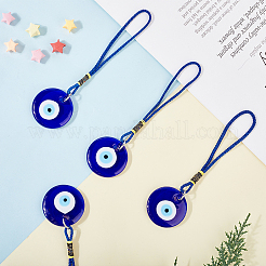 4 шт. плоская круглая подвеска с изображением сглаза ручной работы в стиле лэмпворк HJEW-CP0001-21