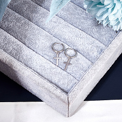 1 пара серег-колец с крестообразным родиевым покрытием из стерлингового серебра для женщин&nbsp;EJEW-BBC0001-53