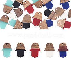 20шт 5 цвета подвески из смолы и ореха RESI-CJ0001-197