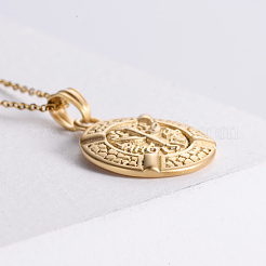 Винтажная панк-медаль святого духа плоская круглая подвеска из нержавеющей стали мужские ожерелья VI4450