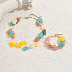 Комплект из браслетов и ожерелий из смоляных бусин в стиле бохо-отпуск для женщин RX2364