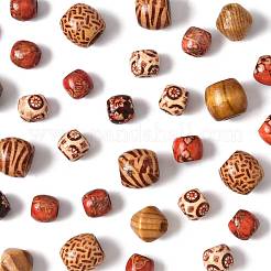 161 шт. 8 вида бусин из натурального дерева с принтом WOOD-FS0001-52