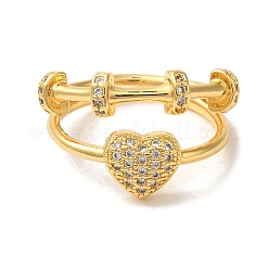 Регулируемые кольца из латуни с микропаве из кубического циркония для женщин RJEW-G325-03G