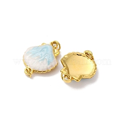 Шармы-соединители в форме ракушки из нержавеющей стали 304 светло-голубого цвета с эмалью STAS-U061-06G