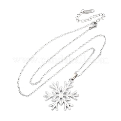 Ожерелья с подвесками из нержавеющей стали 304 в виде снежинки NJEW-M096-07P