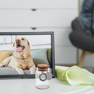 2 шт. прозрачные стеклянные пустые бутылки с подвесками в виде отпечатков лап в виде сердечек и медальонов AJEW-DR00039-1