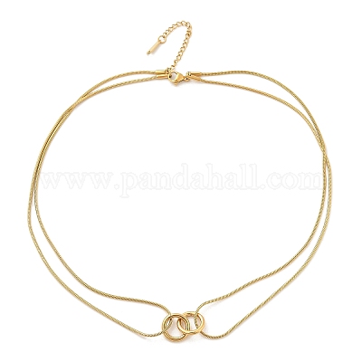 Двухслойные цепочки-змейки из нержавеющей стали 304 с одним кольцом NJEW-R017-01G-1