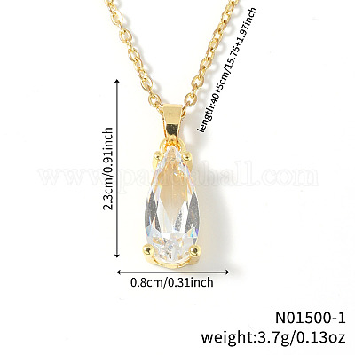 Элегантные латунные паве стеклянные модные ожерелья с подвесками в виде капель воды BP5132-5-1