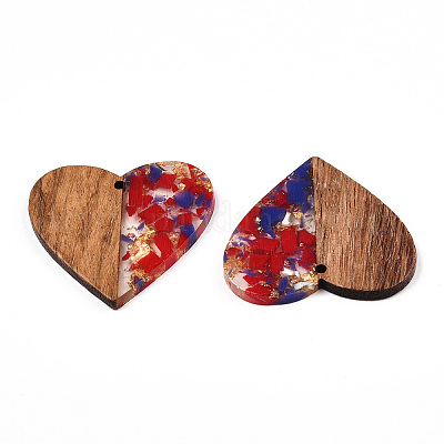 Подвески из прозрачной смолы и ореха RESI-TAC0017-73-A08-1