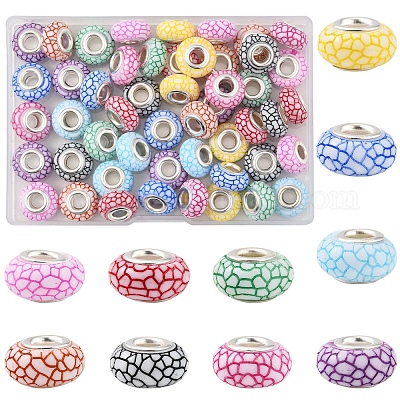 50шт 10 цвета непрозрачной смолы европейские бусины RESI-FS0002-19-1