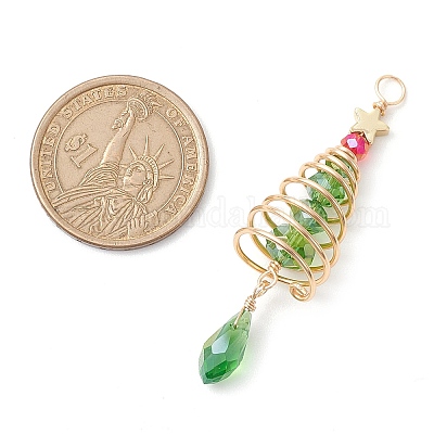 Стеклянные подвески с медной проволокой PALLOY-JF02704-1