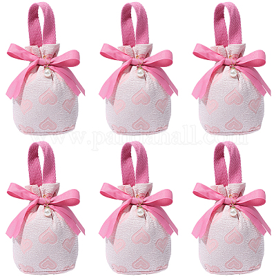 Подарочные пакеты с принтом в виде сердца из ткани для украшений на завязках ABAG-WH20015-11-1