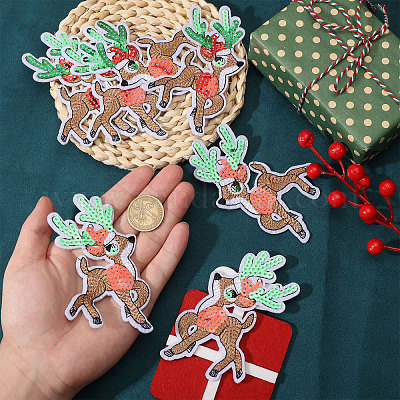 10 пара рождественских лосей с компьютерной вышивкой на ткани DIY-CA0007-73-1