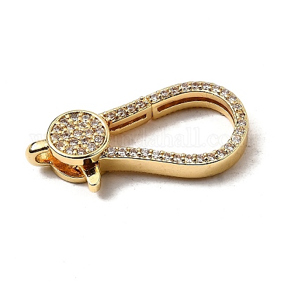 Застежки-клешни из прозрачной латуни с кубическим цирконием KK-Z078-47A-G-1