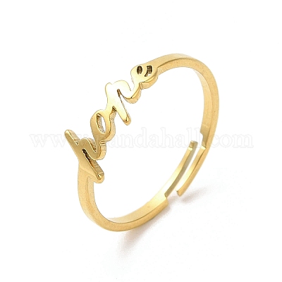 Ионное покрытие (IP) 304 нержавеющая сталь слово надежда регулируемое кольцо RJEW-L107-027G-1