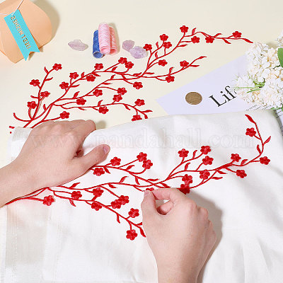 Аппликации в виде цветов сливы PATC-WH0007-11E-1