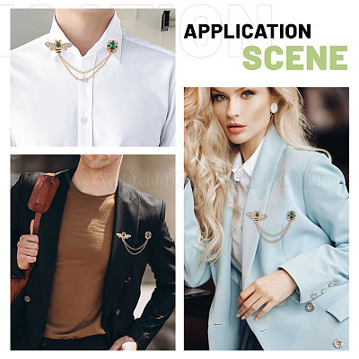 4 шт. брошь-цепочка в виде пчелы и прямоугольника со стразами JEWB-CA0001-69-1