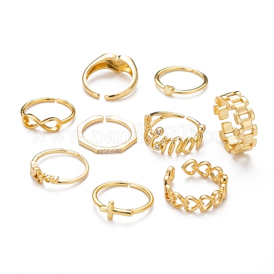 9шт 9 стиля латунные манжеты RJEW-LS0001-11G-1