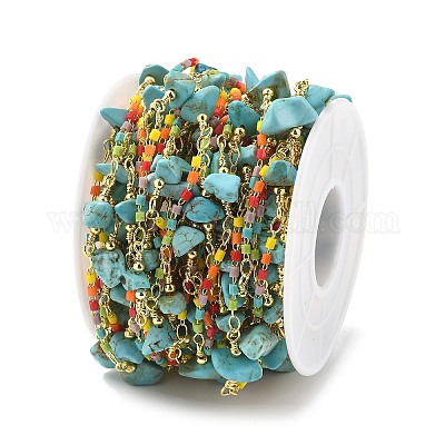 Цепи из синтетической бирюзы и стекла CHC-K014-15G-01-1