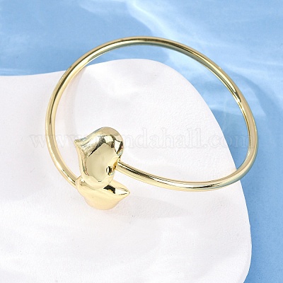 Женские латунные браслеты в форме сердца BJEW-Q060-04G-1