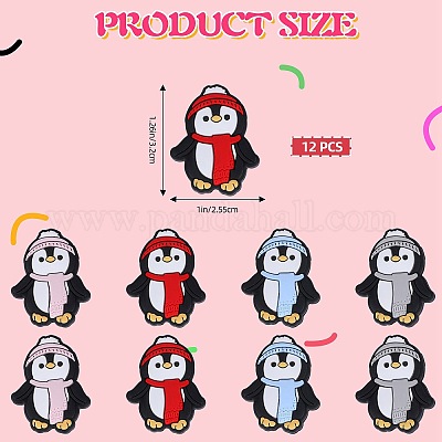 12 шт. 4-цветные бусины из пищевого экологически чистого силикона с рождественской тематикой SIL-SZ0001-15-1