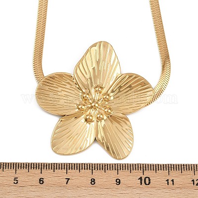 Ожерелья с подвеской в виде цветка из нержавеющей стали 304 для женщин NJEW-D337-02G-1