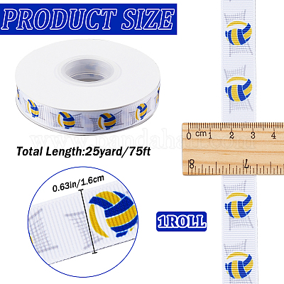 Лента из полиэстера в корсажу длиной 25 ярд с принтом в виде спортивного мяча OCOR-WH20002-03B-03-1