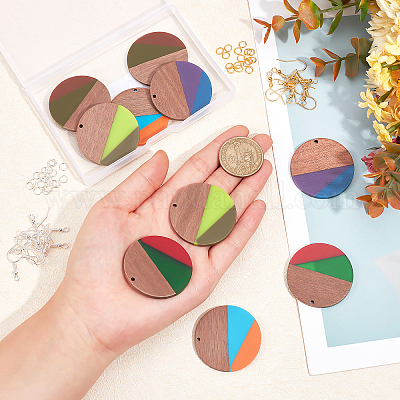 Наборы для самостоятельного изготовления деревянных сережек-подвесок из ореха DIY-OC0006-63-1