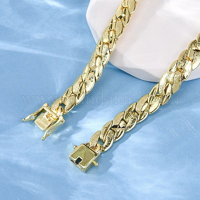 9 мм латунные кубинские звенья цепи ожерелья NJEW-Q051-01G-1