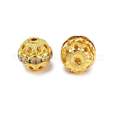Латунные бусины со стразами  RB-A011-10mm-G-1
