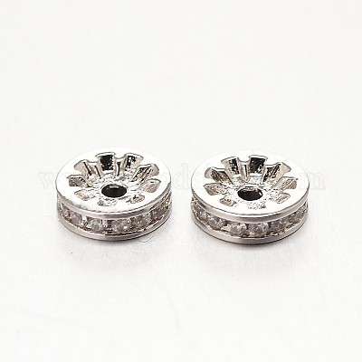 Латунные микро проложить класса AAA кубического циркония бусы ZIRC-O010-6mm-07P-NR-1