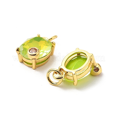Овальные латунные микро проложить Цирконом подвески KK-L237-020G-01-1