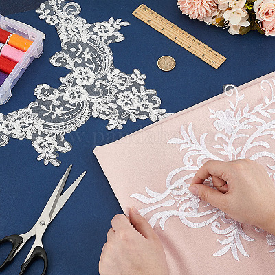 2 шт. отделка воротника из полиэстера с компьютерной вышивкой в 2 стилях AJEW-BC0007-06-1