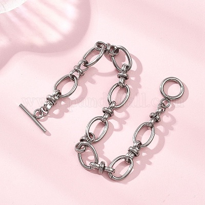 Браслеты из овальной цепочки из нержавеющей стали 304 для женщин BJEW-JB12855-02-1