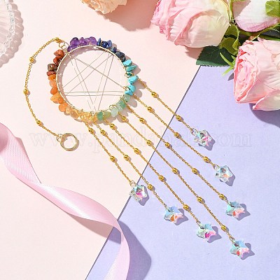 Украшение стеклянной подвески в виде звезды HJEW-JM02119-1