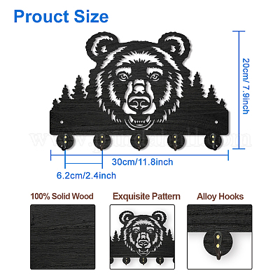 Настенные вешалки из дерева и железа HJEW-WH0055-097-1