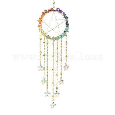 Украшение стеклянной подвески в виде звезды HJEW-JM02119-1