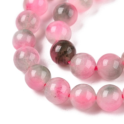 Окрашенные природные белый нефрит бисер пряди G-T138-6mm-210-15-1