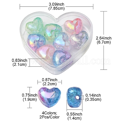 8 шт. 4 цвета прозрачные хрустящие акриловые бусины OACR-YW0001-33-1